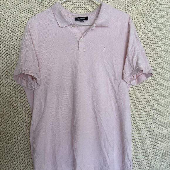Express Men's Light Pink Cotton Polo Tee - Picture 4 of 9